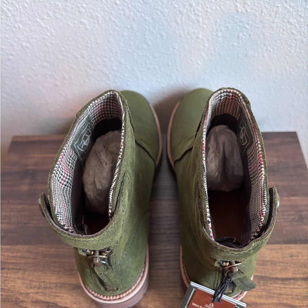 Ariat Olive Green Suede Ankle Booties - Picture 5 of 9